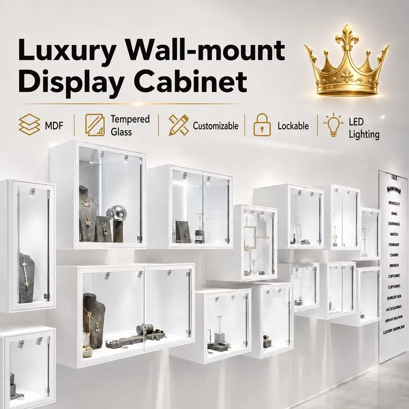 Jewelry And Watches Store - Настенный витринный шкаф с LED-подсветкой белого